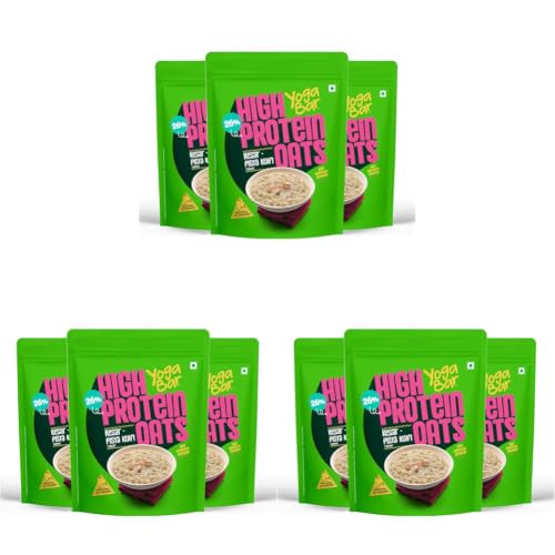 Image of Yogabar 26g High Protein Oats 1kg x 3 , Kesar Pista Kulfi - Breakfast Cereal with Wholegrains, 26% Protein & No added sugar - Oats High Protein for Gym - Premium Protein Blend with Whey Protein Powder - with Goodness of Chia, Sunflower & Pumpkin Seeds & Probiotics for Absorption