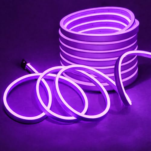 Image of NEWNESS13.2 Feet Purple Neon LED Strip Lights | IP65 Waterproof Flexible Silicone Rope Light with 12V Power Adapter for Home Decor