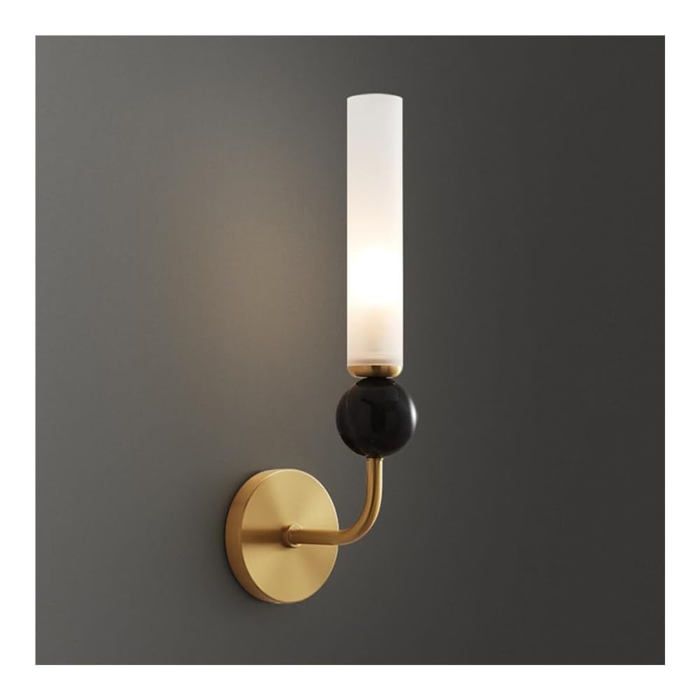 SMCCYYSD Brass Wall Lamp Copper Long Tube Sconce Acrylic Lampshade Lighting Mounted for Bedroom Bedside Living Room Study Corridor Entryway Restaurant