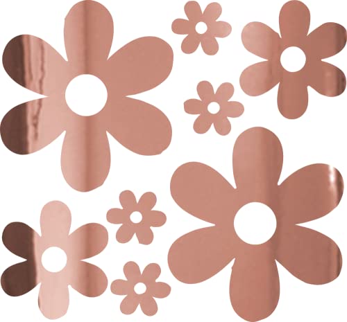 Image of Groovy Daisy Flower (Rose Gold) (Set of 2) Premium Waterproof Vinyl Decal Stickers Laptop Phone Accessory Helmet Car Window Bumper Mug Tuber Cup Door Wall Decoration