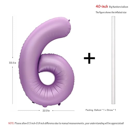 Image of 40 In Matte Lavender Purple Birthday Number 6 Helium Foil Mylar Balloon | Helium Foil Mylar, Suitable Boys' And Girls', 6st 16th Birthday Parties, Anniversary Celebration, six Balloon Purple paryt