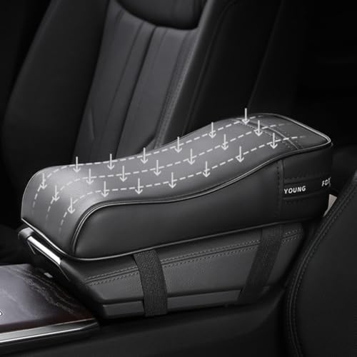Support de bras voiture en cuir noir avec boîte à mouchoirs pour console centrale