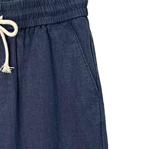 Shorts de lino para hombre con cintura elástica miniatura 6