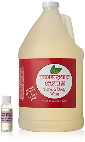 Peppermint Castile Hand and Body Wash Sulfate Free, Non-GMO, Vegan, 1 Gallon
