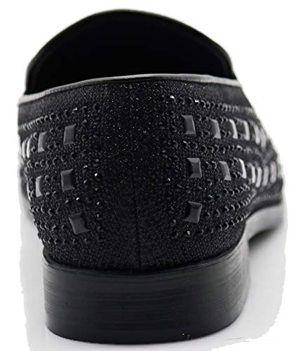 Image of SPK11 Men's Vintage Fashion Rhinestone Designer Dress Loafers Slip On Shoes Classic Tuxedo Dress Shoes