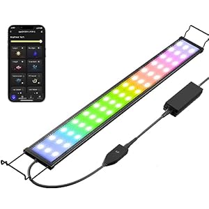 Smart Aquarium Light, LED Light App Control, Full Spectrum Fish Tank Light with 24/7 Lighting Cycle, 5 Modes,8 Timer Color Adjustable Freshwater Plant Tank (60W for 55 Gallons Tank)