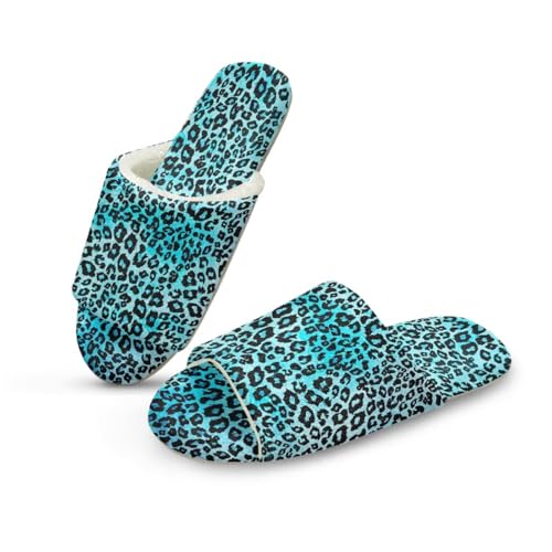 chaqlin Animal Print Open Toe House Slippers for Women Men Soft Cotton Indoor Shoes Slip On Bedroom Slippers