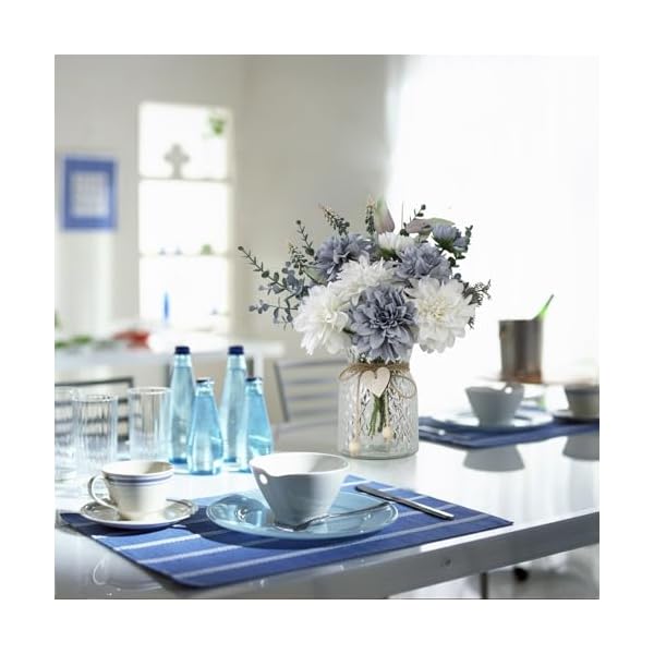 Fake flowers with vase8 dahlias with a flower arrangement holdersilk faux dahlia artificial flowers in vasecenterpiece table decorationscoffee table decor  urban country home decor
