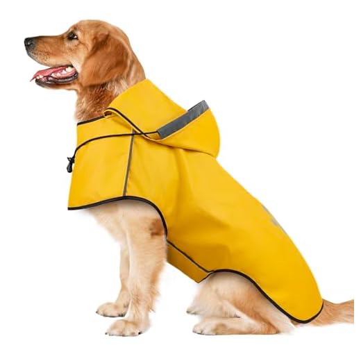 Manteaux Imperméables pour Chiens DQGHQME Impermeable Chien, Manteau Chien Imperméable, Manteau Pluie Chien avec Capuchon et Réfléchissantes, Poncho pour Chien de Pluie pour Chiens Petite Moyenne (L)
