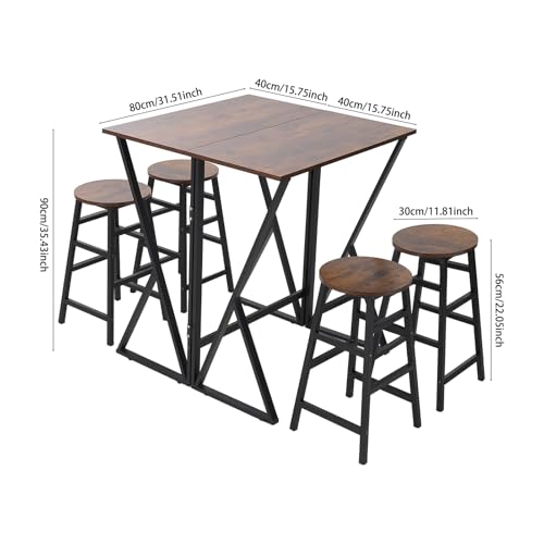 Folding Dining Table Set, Dining Room Table,Drop Leaf Extendable Versatile Table Space Saving,Kitchen, Dining Room Table (Black 2 stools) 2 Folding Dining Table Set, Dining Room Table,Drop Leaf Extendable Versatile Table Space Saving,Kitchen, Dining Room Table (Black 2 stools) - Image 2