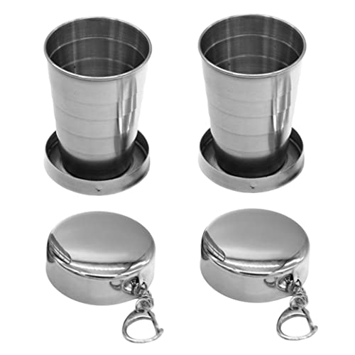 Dorccsi Collapsible Cup Stainless Steel Camping Mug Telescopic Portable 75ML Folding Cup with Keychain 2Pcs 75 ml 75 ml 75 ml Shot Glasses Travel Cups Camping Mug
