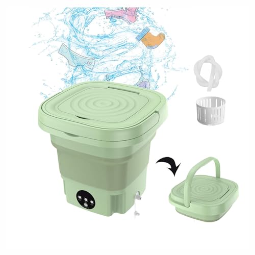 Mini Lavadora Portatil ， Minilavadoras Portatiles 8L con Secador Giratorio,Pantalla TáCtil Lavado PortáTil Plegable para,el Hogar,Viajes,Ropa Interior,Green
