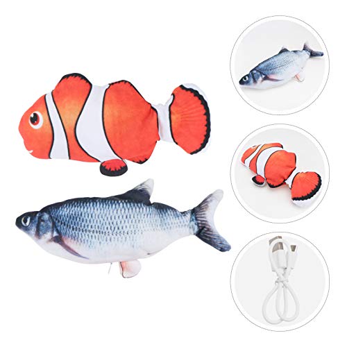 VILLCASE 2Pcs Peixe Gato Em Movimento Elétrico Brinquedo Peixe de Pelúcia Interativo Realista Balanç