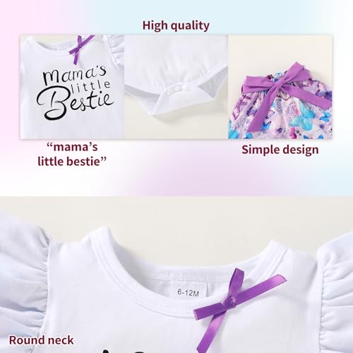 Happy Town Baby Girl Romper Shirts Bestie Skirt Set Floral Outfits with Headband Infant Summer Clothes 3M-24M2