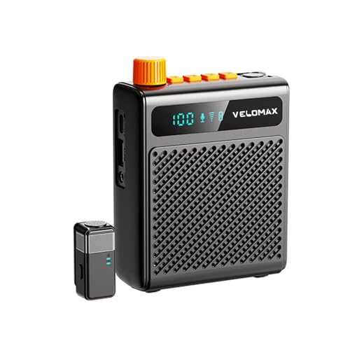 Image of VELOMAX Wireless Voice Amplifier for Teachers with Bluetooth & USB Playback, 3-Mode Portable Personal Speaker, 2600mAh Long Battery Life for Classroom, Meeting, Tour Guide (Single Mic)