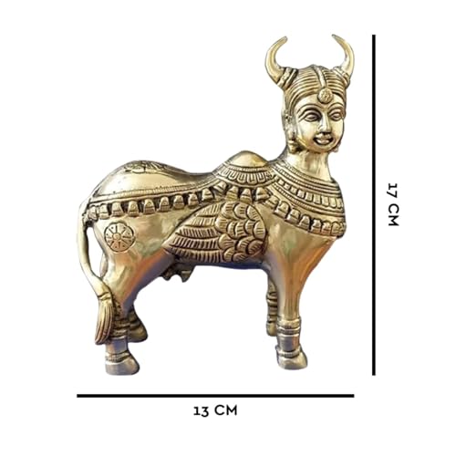 Image of Brass Kamdhenu Cow Statue | Spiritual Vastu Showpiece for Home & Office | Symbol of Wealth, Prosperity & Abundance | Decorative Statue for Pooja Room |Gift Item