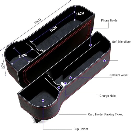 Image of ZIAKO Car Seat Gap Filler Organizer, 1 Pack Multifunctional Car Seat Organizer, Auto Console Side Storage Box with Cup Holders Seat Hooks for Drink, Car Organizer Front Seat for Holding Phone
