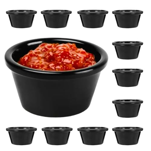 La Mejor Recopilación de Ramequin Top 10. 45 ADIANTE Set de 12 Ramequines Negros de Melamina, Bowls Resistentes para Salsas y Aderezos, Ligeros, Durables e Ideales para Cocina, Restaurantes y Servicio de Mesa