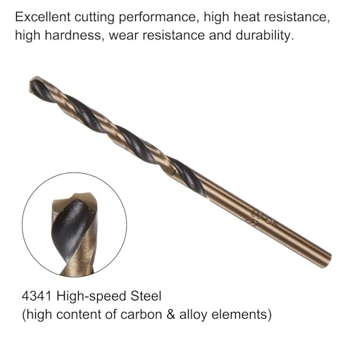 Uxcell A23091800UX0309 6Pcs Jobber Drill Bits 3Mm Black Nitride & Gold Titanium Coated 4341 High Speed Steel (Hss) 135 Degree Split Point Twist Drill Bits thumb #3