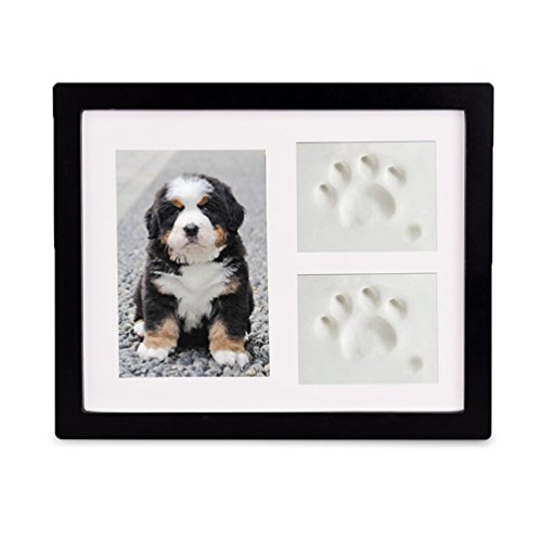 Hundepfote tattoo pfotenabdruck set hund Bilderrahmen - Kaninchen Hund tierpfote 3D Pfotenabdruck, Formschaum ohne Gips für Tiere, Fotorahmen Pfote Abdruck Hase Katze (Schwarz)
