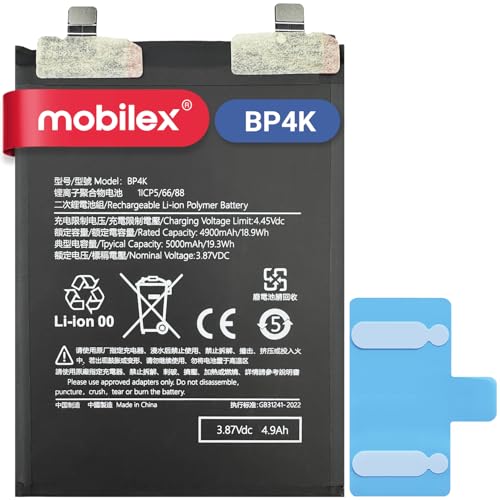 MOBILEX® Batería BP4K para Xiaomi Redmi Note 12 Pro (4G/5G) / Pro Speed / 12 Turbo/Poco X5 Pro 5G / Poco F5 | 5000mAh - OEM | Interna Repuesto con Adhesivo | Capacidad Original