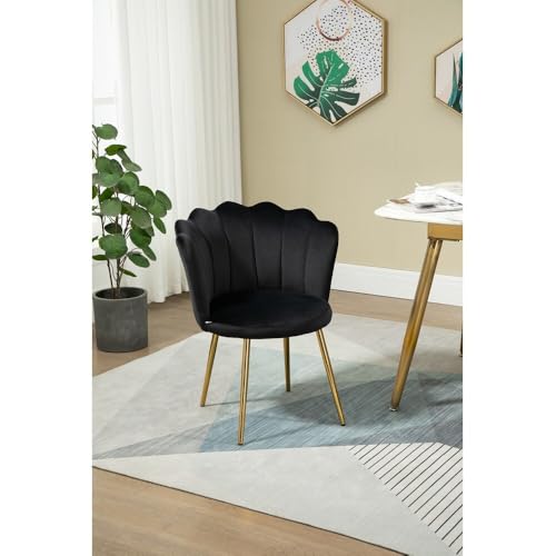 Image of Set of 2 Accent Chair for Living Room | Modern Armchair in Soft Velvet Fabric with Sturdy Legs | Premium Chair for Home Living Room Bedroom Restaurent | (Flower Design, Black)
