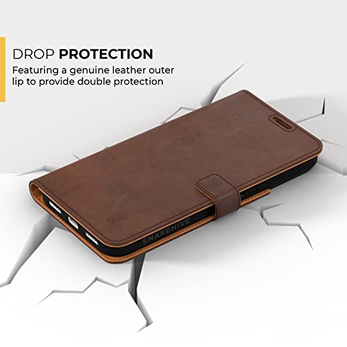 Snakehive Leather Wallet for iPhone 14 Pro Max - Real Leather Wallet Phone Case - Genuine Leather with Viewing Stand and 3 Card Holder - Flip Folio Cover with Card Slot (Brown) by Snakehive - Image 4