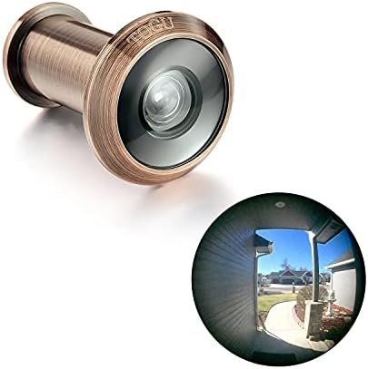 TOGU TG3016NG-AC UL Listed Solid Brass HD Glass Lens 220-degree Door Viewer Peephole for 1-3/8" to 2-1/6" Doors, Antique Copper Finish
