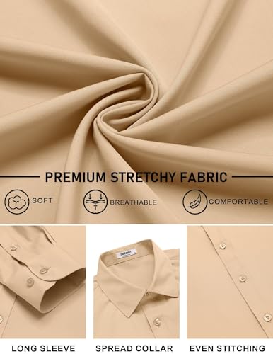 Image of COOFANDY Mens Stretch Dress Shirts Long Sleeve Button Down Shirt Regular Fit Formal Business Shirts
