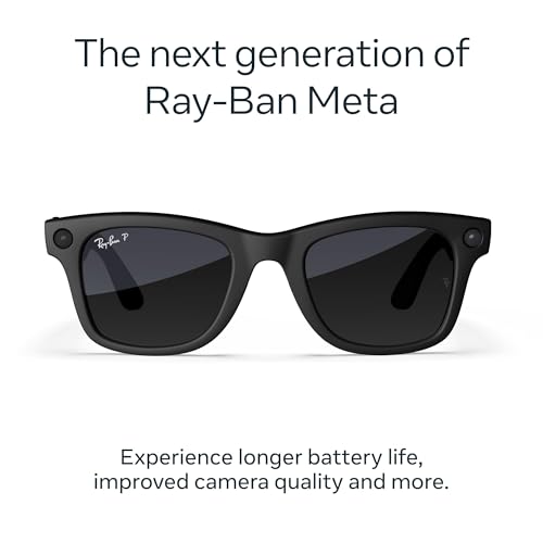 Image of Ray-Ban Meta (Gen 2), Wayfarer, Matte Black | Smart AI Glasses for Men, Women - 2X Battery Life - 3K Ultra HD Resolution and 12 MP Wide Camera, Audio, Video - Polarized Gradient Graphite Lenses