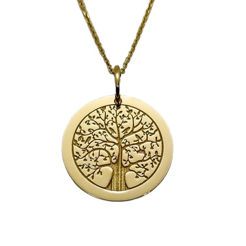 Collier Arbre de Vie en argent sterling plaqué or avec sa maille câble raffinée