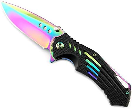 Vulcan Gear 8.25" Tactical Assisted Open Metal Folding Knife with Titanium Anodizing Coating on The Blade