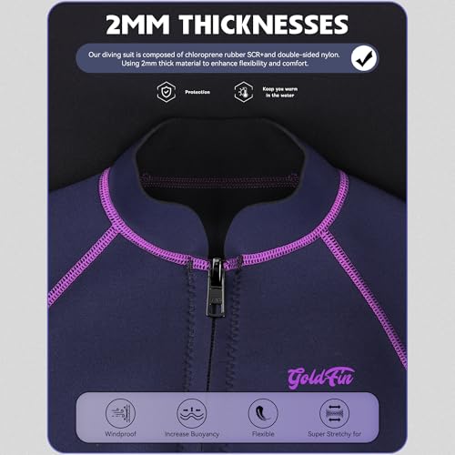 GoldFin Wetsuit Top Women 2mm Neoprene Wet Suit Jacket miniatura 3
