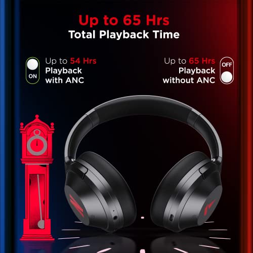 Image of Boat Nirvana 751 ANC Netflix Stream Edition Hybrid Active Noise Cancelling Bluetooth Over Ear Headphones with Up to 65H Playtime, ASAP Charge, Ambient Sound Mode, Immersive Sound, Carry Pouch(Black)