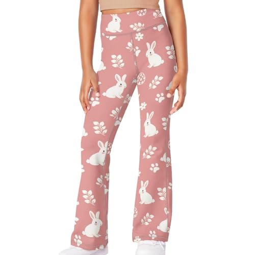 Image of Girls Leggings Floral Print High-Waisted Flared Pants 5-14 Years