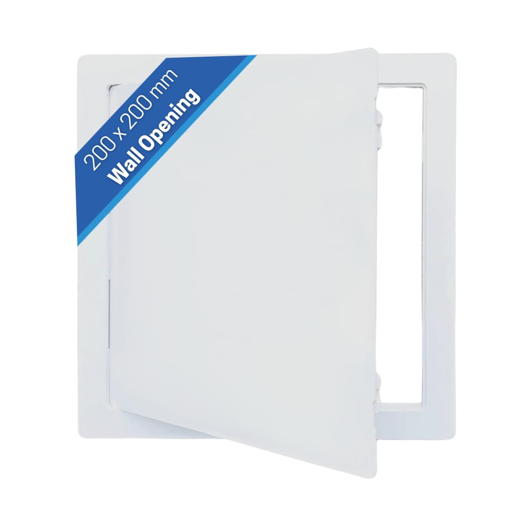 AirTech-UK Access Panel White Plastic Inspection Detachable Door Access Hatch Conceal Wiring Clean Space Easy Access 8 x 8 inches (200 x 200 mm)