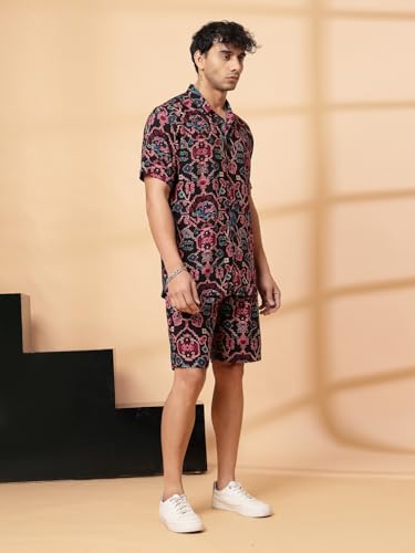 Image of Rigo Printed Co-Ord Set for Men's | Casual Shirt & Shorts Night Suit Set | Lounge-wear Nightdress Pajama Set for Men's | Night Wear, Beach Wear, Vacation Wear Outfit