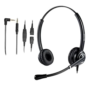 2.5mm Headset met Noise Cancelling Microfoon voor Panasonic Telefoon, Inclusief 3.5mm Connector voor Smartphone PC…