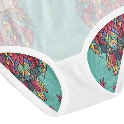 Vintage Ethnic Owls Green Girls Briefs, Toddler Girl Briefs, Girls Cotton Underwear, 2–8 Years4