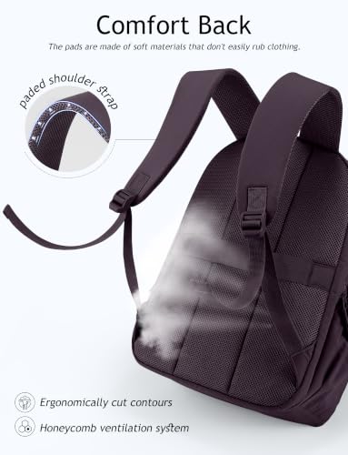 Image of Uselike Travel Backpack for Women, 15.6 Inch Laptop Backpack, Quilted College Bookbag, Cute Work Backpacks, Water Resistant (Dark Purple)
