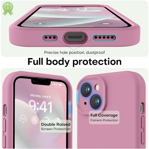Image of LOVE 3000 Designed for iPhone 14 Case, Premium Silicone with [Soft Anti-Scratch Microfiber Lining] Shockproof Protective Phone Case for Men Women Girls 6.1 inch, Lavender Purple