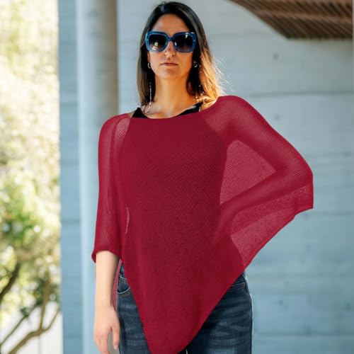 Image of Women Sheer Poncho Shrug Summer Sheer Blouse Top Lightweight Poncho Bolero for Evening Dress
