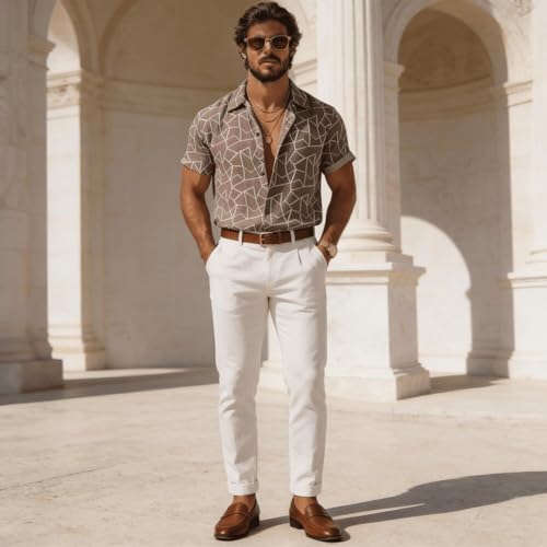 Image of Lymio Men Shirt || Men Embroidery Design Shirt || Half Slevee Shirt Men || Cotton Shirt (Available Also Packs) (Embro-Zigzag)