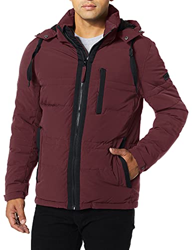 Marc New York by Andrew Marc Men's Huxley Mid Length Hooded Jacket, Raisin, Medium