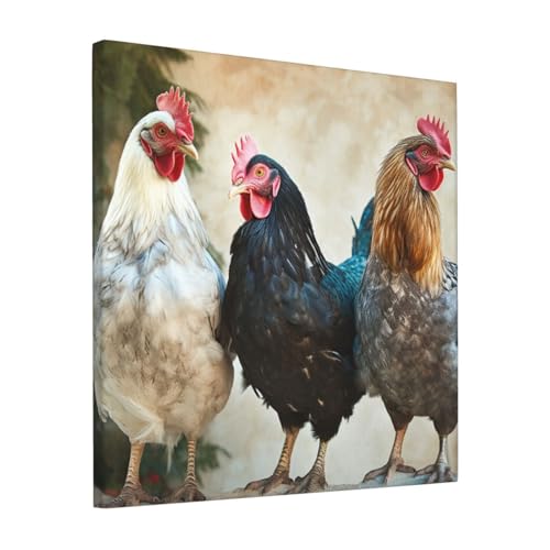 Poster sur toile quatre poules pour sublimer la décoration de votre cuisine