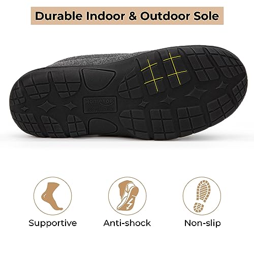 HomeTop Men's Memory Foam Moccasin Slippers Indoor and Outdoor Warm Fuzzy Fleece House Shoes4
