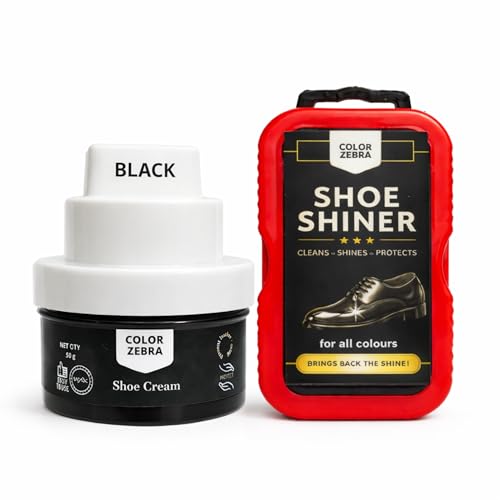 Image of Color Zebra Cream Shoe Polish (Pack 50 Grams) and Shoe Shiner| Carnauba Wax Shoe Polish Cream with Silicon Oil and Leather Conditioner