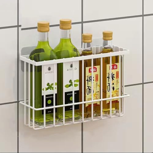 EigPluy 2 Stück Küchenschranktür-Aufbewahrungsbox,Selbstklebendes Wandmontierte Aufbewahrungsboxs, Schrank/Badezimmer/Kühlschrank Kleine Gegenstände Organizer Aufbewahrungsbox (Weiß) 5
