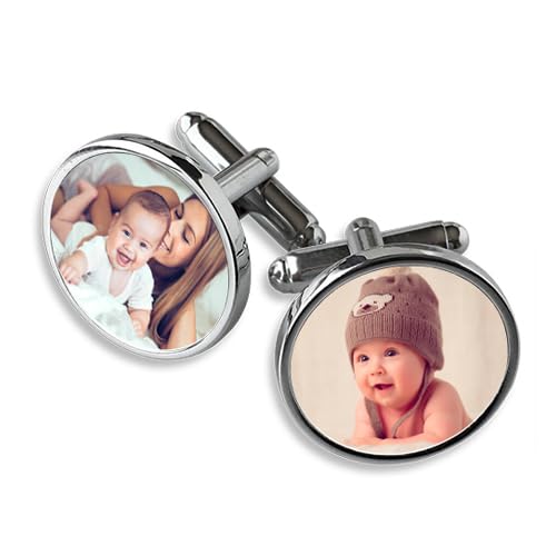 Pack 2 Gemelos Personalizados con Foto Texto Boda Trabajo Traje (Redondo)