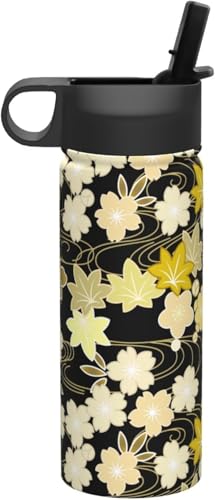 和風 紅葉 桜 菊 水流 和柄 水筒 真空断熱 保温 保冷 スポーツボトル 人気 ステンレスボトル スポーツ飲料対応 漏れない 直飲み530ml 男の子 女の子 おしゃれ プレゼント